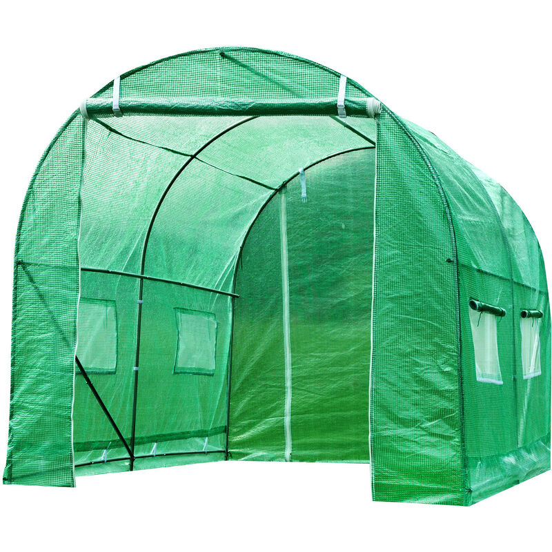Polytunnel Greenhouse 3M x 2M Garden Polytunnel Cover Fully Steel Tube Steel Frame, Walk In Greenhouse Polytunnel Garden 6 m² Area 2M Height 4