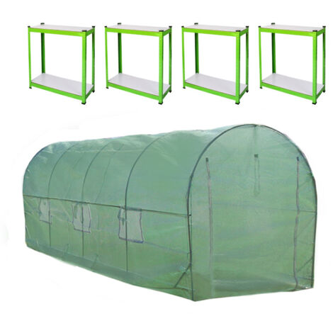 Polytunnel Greenhouse Walk In Galvanised Racking Windows Doors