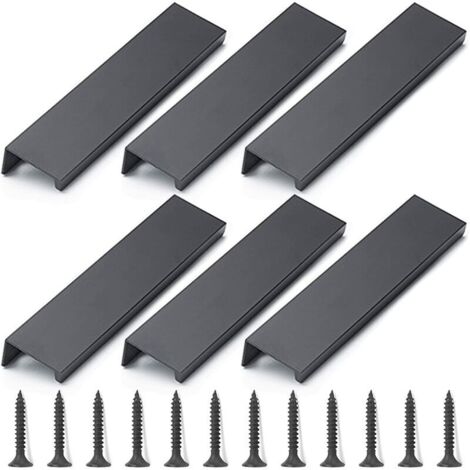 Pomelli e maniglie per mobili, 6 maniglie per mobili nere, maniglia per mobili invisibile 120 mm