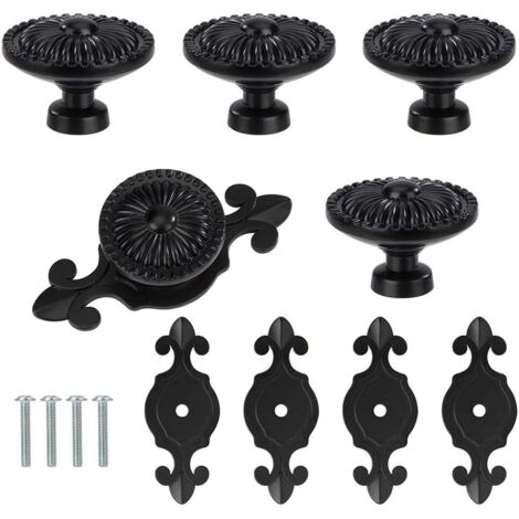 Pomelli per cassetti, 5 pezzi pomelli per mobili, pomelli rotondi per cassetti, pomelli per porte, pomelli per mobili (neri)