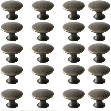 Pomelli per porte, pomelli per cassetti, pomelli per mobili, pomelli rotondi per mobili, pomelli in ottone anticato, maniglie vintage chic, pomelli per mobili da cucina e camera da letto (20, bronzo)