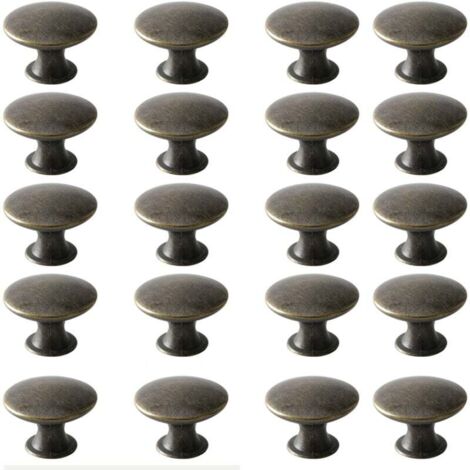 Pomelli per porte, pomelli per cassetti, pomelli per mobili, pomelli rotondi per mobili, pomelli in ottone anticato, maniglie vintage chic, pomelli per mobili da cucina e camera da letto (20, bronzo)