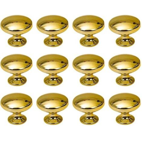 Pomelli per porte rotondi, pomelli per cassetti, maniglie per cassetti da 30 mm con viti per mobili, scrivania, comodino, libreria, 12 pezzi, oro