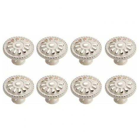 Pomelli rotondi per cassetti, pomelli per mobili, pomelli per cassetti, pomelli per mobili, pomelli per cucina, pomelli per porte, bianco vintage, confezione da 8