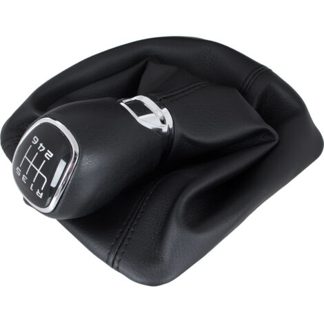 Pomello cambio + cuffia cambio Skoda Octavia II 07-14 con cornice IN ECOPELLE 6 MARCE