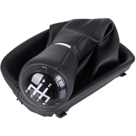 Pomello del cambio Audi A3 8L 96-03 in ecopelle nera a 5 marce + cuffia nera con cornice foro 12 mm