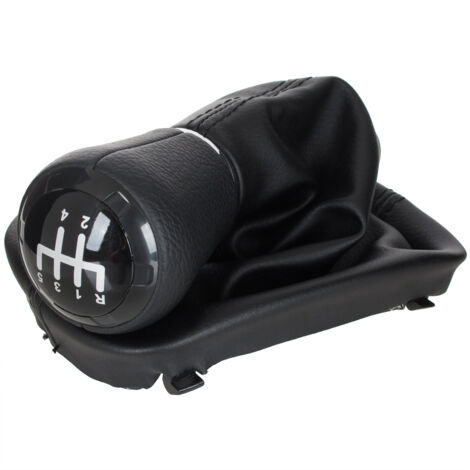 Pomello del cambio Audi A3 8L 96-03 in ecopelle nera a 5 marce + cuffia nera con cornice FORO 23 mm