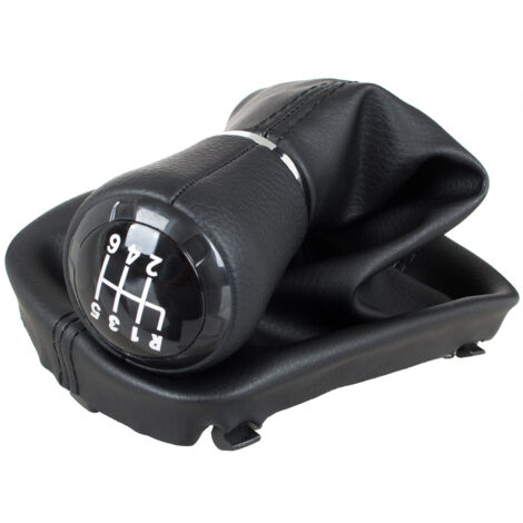 Pomello del cambio Audi A3 8L 96-03 in ecopelle nera a 6 marce + cuffia nera con cornice FORO 23 mm