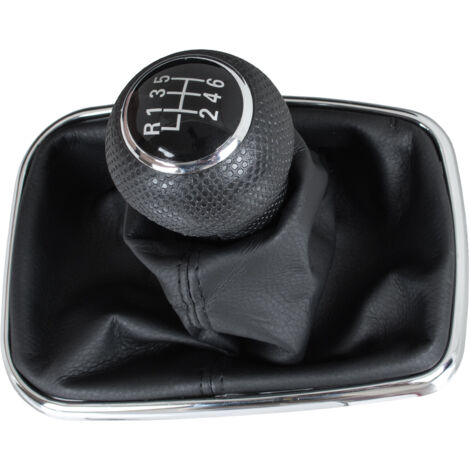 Pomello del cambio + cuffia nera VW Golf IV 97-03 con cornice cromata 6 marce foro 23 mm