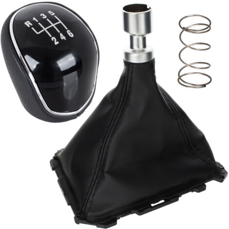 Pomello del cambio Ford Focus Mk3 FL 14-18 ECOPELLE NERA + NERO + cuffia con cornice 6 MARCE