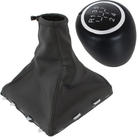 Pomello del cambio in ecopelle nera a 5 marce Opel Vectra C FL 05-08 + cuffia del cambio + cornice BIANCA 2 pezzi SET
