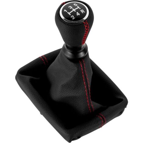 Pomello del cambio in pelle con cuffia compatibile con Peugeot 206 406 (rosso)