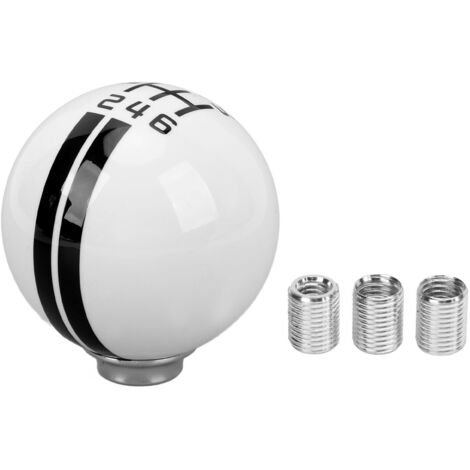 Pomello del cambio per auto da corsa a 6 velocità per Shelby GT500 Style Sfera rotonda con 3 adattatori Veicolo manuale Bianco Nero