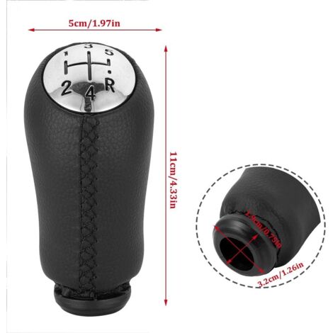 Pomello del cambio Re-nault, leva del cambio a 5 velocità per Re-nault Clio Campus Scenic Megane Kangoo Laguna Dacia Sandero, pomello del cambio in pelle PU Clio 3 - Nero