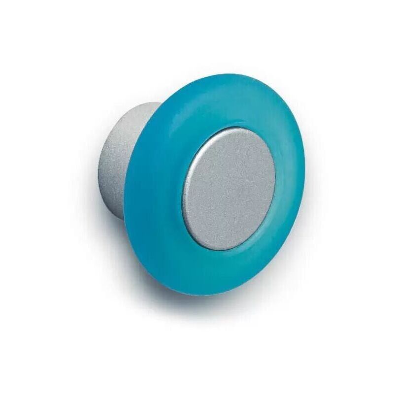 Image of Poliplast - Pomolo satinato effetto alluminio con anello azzurro 36x21mm - 024 Forma