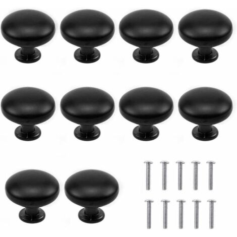 Pomello per cassetto nero opaco, maniglia per mobili, maniglie per cassetti, pomelli per cassettiere, set di pomelli per cassetti, maniglia per mobili, con parte superiore rotonda, pomello da 30 mm, 1
