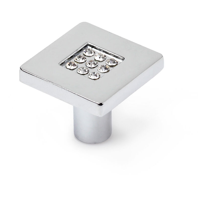 REI - Pomello per mobili Stile decorativo Realizzato in Zama - Cristallo Finitura cromata lucida Dimensioni 28282extra forte m Sistema di fissaggio