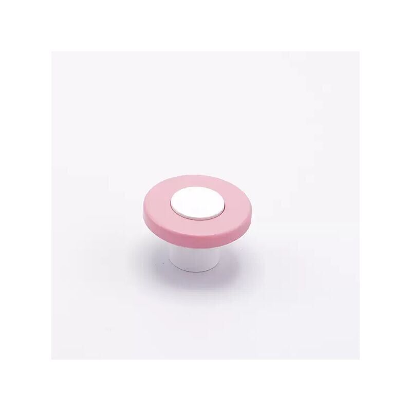 Polideas - Pomolo tondo di colore rosa in goffrato fine incastonato su base bianca 40x25mm - 414H Wheel