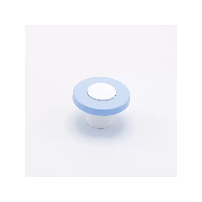 Image of Pomolo tondo di colore blu in goffrato fine incastonato su base bianca 40x25mm - 414H Wheel - Goffrato fine blu