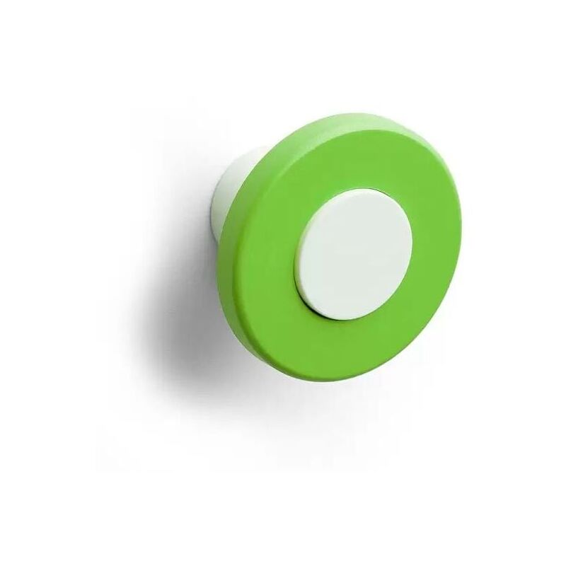 Polideas - Pomolo tondo di colore verde in goffrato fine incastonato su base bianca 40x25mm - 414H Wheel