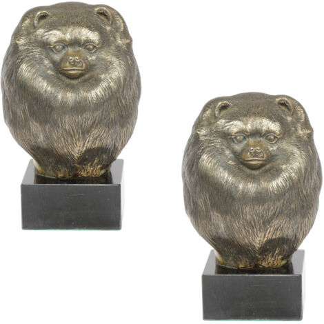 Pomerania, Spitz miniatura - estatuilla de perro, busto sobre base de piedra, escultura, trofeo para una exposición canina de la marca Art-Dog