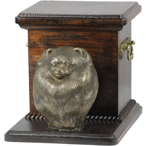 Pomerania, Spitz miniatura - urna para cenizas de perro con estatuilla, elegante urna para perro, urna única con busto de perro de Art-Dog
