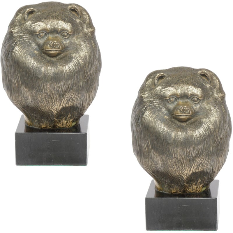 Poméranien, Zwergspitz - statuette de chien, buste sur socle en pierre, sculpture, trophée pour une exposition canine de la marque Art-Dog