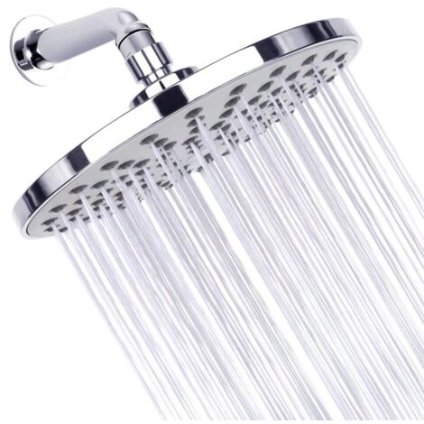 Pomme de Douche de 20cm - Pommeau de Douche Rond à Haute Pression en Acier Inoxydable 304 pour une Douche Confortable à Basse Pression d"Eau - Installée au Mur ou Plafond (Chrome)