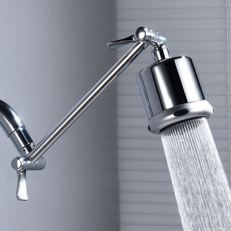 Pomme de douche de salle de bain avec bras de douche, tige d'extension réglable