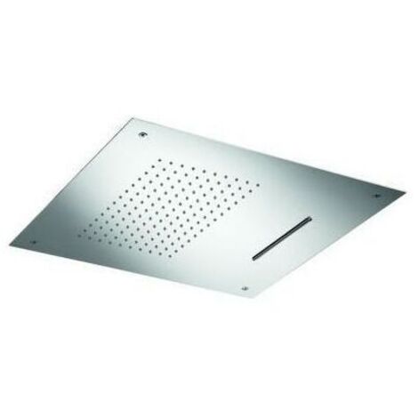 POMME DE DOUCHE PLAFOND ENCASTRE 50CM CARREE PLUIE+CASCADE 100 % INOX - CRISTINA ONDYNA PD38128