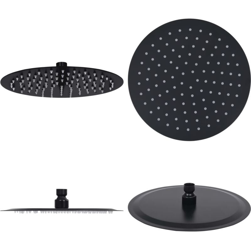 Vidaxl - Pomme de douche pluie Acier inoxydable 25 cm Ronde Noir - pomme de douche - pommes de douche - Home & Living - Noir