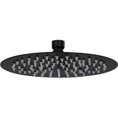 Pomme de douche pluie pulvérisateur pommeau de douche tête de douchette accessoire de salle de bain acier inoxydable 20 cm ronde noir