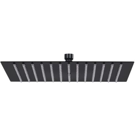 Pomme de douche pluie pulvérisateur pommeau de douche tête de douchette accessoire de salle de bain acier inoxydable 40 x 40 cm carrée noir
