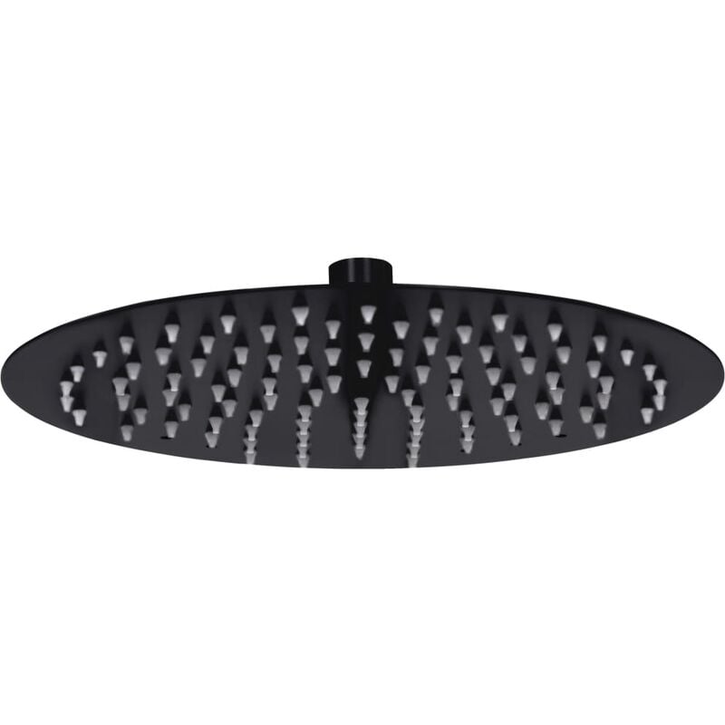 Pomme de douche pluie pulvérisateur pommeau de douche tête de douchette accessoire de salle de bain acier inoxydable 25 cm ronde noir