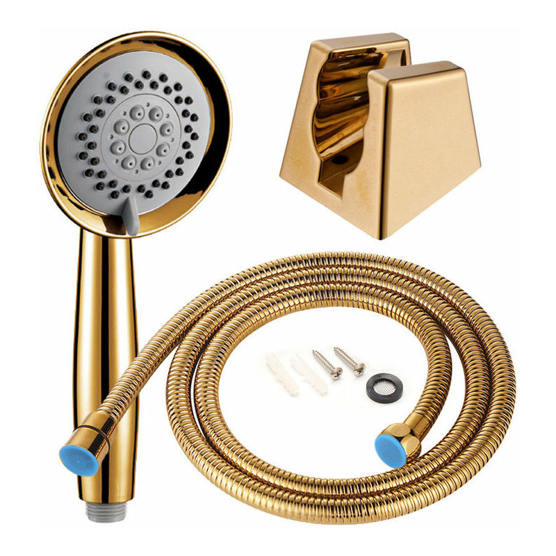 WAY - Pomme de douche en plastique doré - Économie d'eau - Style européen - Avec pommeau de douche doré