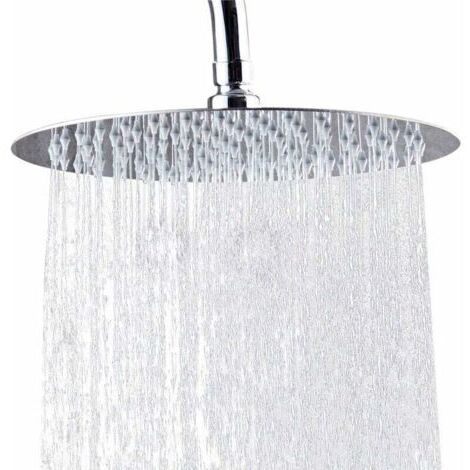 Pomme de Douche,10 Pouces Pommeau Douche Rond en Acier Inoxydable 304,25 cm Ultra-Mince Haute Pression jet pluie Tête de Douche Douchette à Anti-calcaire,Chromé