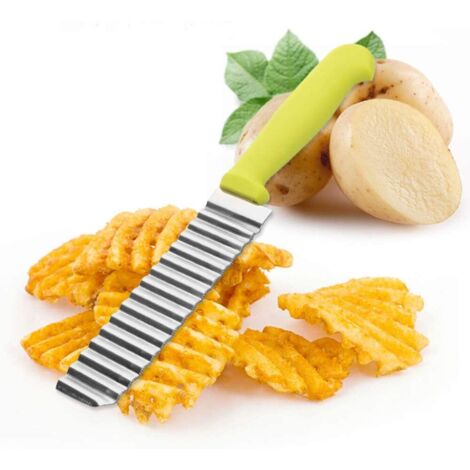 Pomme de Terre Coupé en Acier Inoxydable, Multifonction Couteau Ondulé Coupe-Frites Trancheur, Crinkle Wavy Cutter Slicer, Ustensile Salade de Cuisine pour Légumes, Concombre, Fruits-Fei Yu