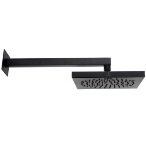 Pomme de tête Cube 210mm avec bras de fixation mural noir mat BLACK & WHITE - BOSSINI H69720G073
