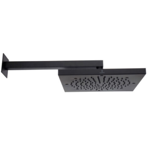 Pomme de tête Cube 260mm avec bras de fixation mural noir mat BLACK & WHITE - BOSSINI H69715G073