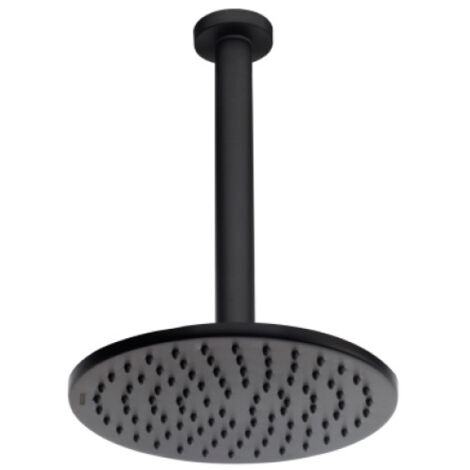 Pomme de tête ronde Cosmo avec bras mural vertical noir mat BLACK & WHITE - BOSSINI H30596G073
