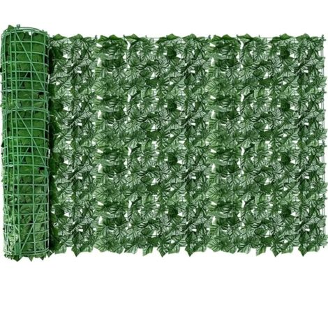 (Pomme vert foncé, 100 x 300 cm) Panneaux de haie artificielle de lierre vert 1 x 3 m, brise-vue, décoration pour jardin, balcon ou maison
