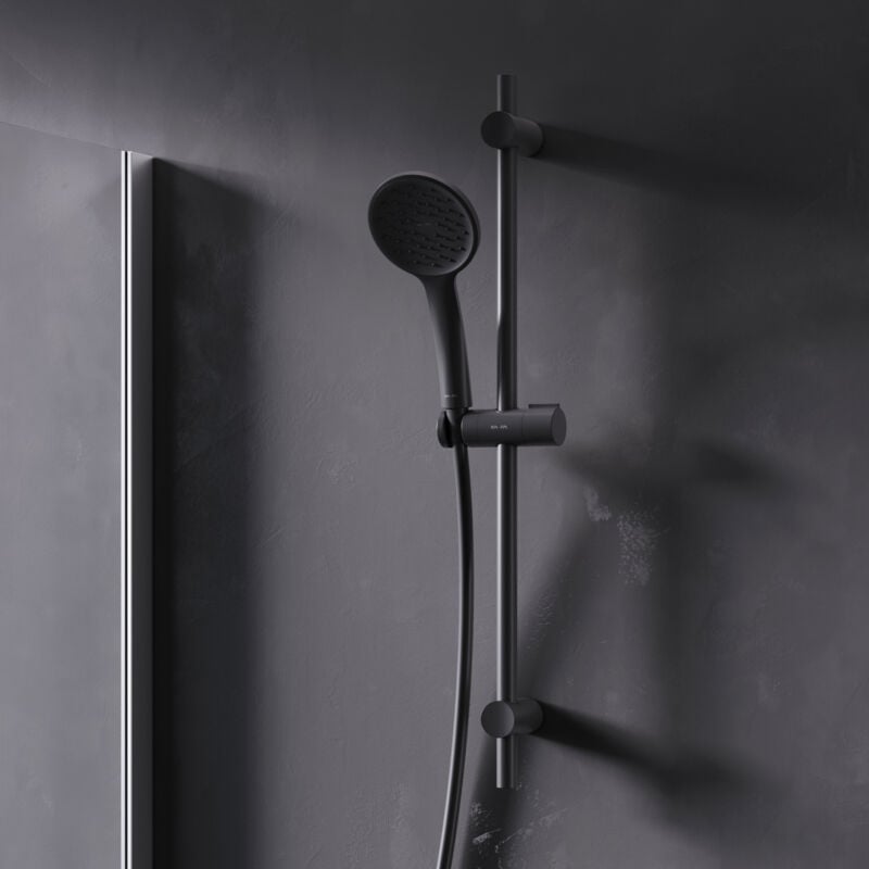 Am.pm - Pommeau de douche 1 jet, flexible et barre, Noir F01TA022 Hit