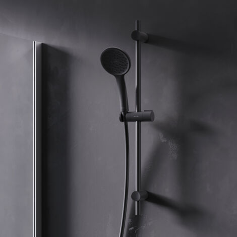 Pommeau de douche 1 jet, flexible et barre, Noir F01TA022 Hit AM.PM
