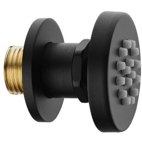 Pommeau de douche 2 pouces, jet latéral de massage rond en laiton, douchette latérale réglable à fixation murale pour douche spa, noir, 1 pièce