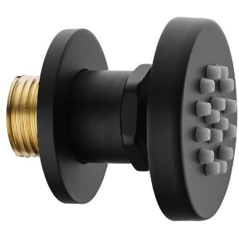 Pommeau de douche 2 pouces, jet latéral de massage rond en laiton, douchette latérale réglable à fixation murale pour douche spa, noir, 1 pièce