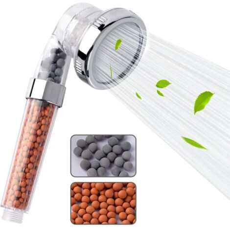 Pommeau de douche à débit puissant avec filtre à billes, pommeau de douche à pression amplifiée avec 3 modes d'économie d'eau pour le bain