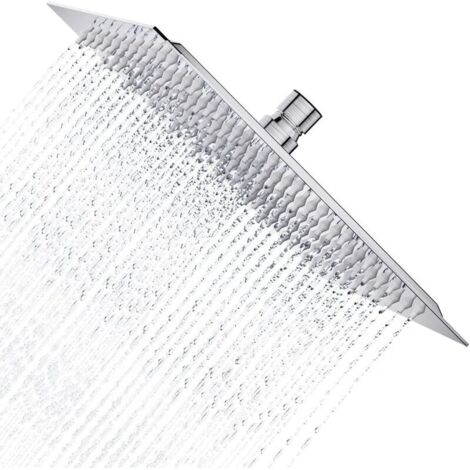 Pommeau de douche à effet pluie carré en acier inoxydable 304 ultra fin et puissant à haute pression pour salle de bain (nickel brossé) (8 pouces, 121 jets)