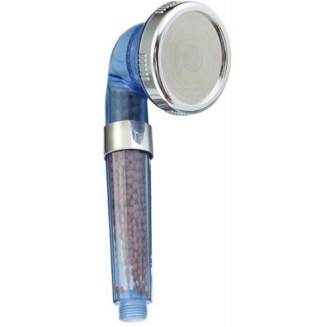 Pommeau de douche à haute pression à économie d'eau anti-calcaire à trois étages Système de filtration ionique Bleu