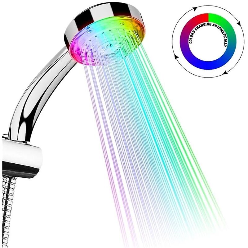 Pommeau de douche à LED 7 couleurs Capteur de température haute pression turbo Arroseur de bain
