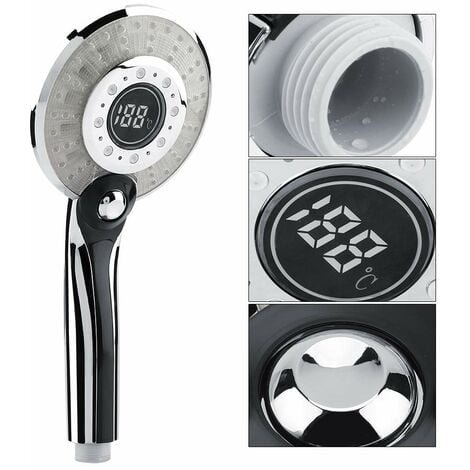 KINGSO Pommeau De Douche à LED Main 3 Couleurs Anti Calcaire Douchette